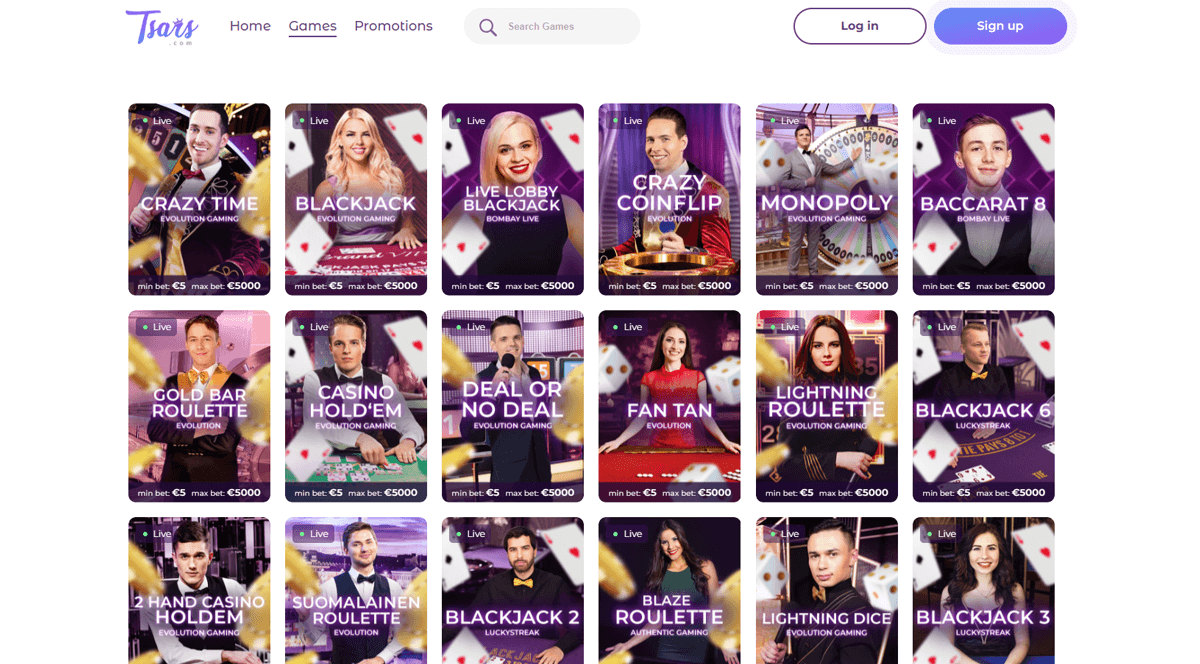 Tsars Live Casino Preview